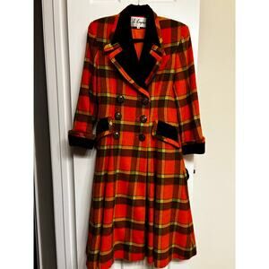 Vintage Le Crystal plaid wool coat